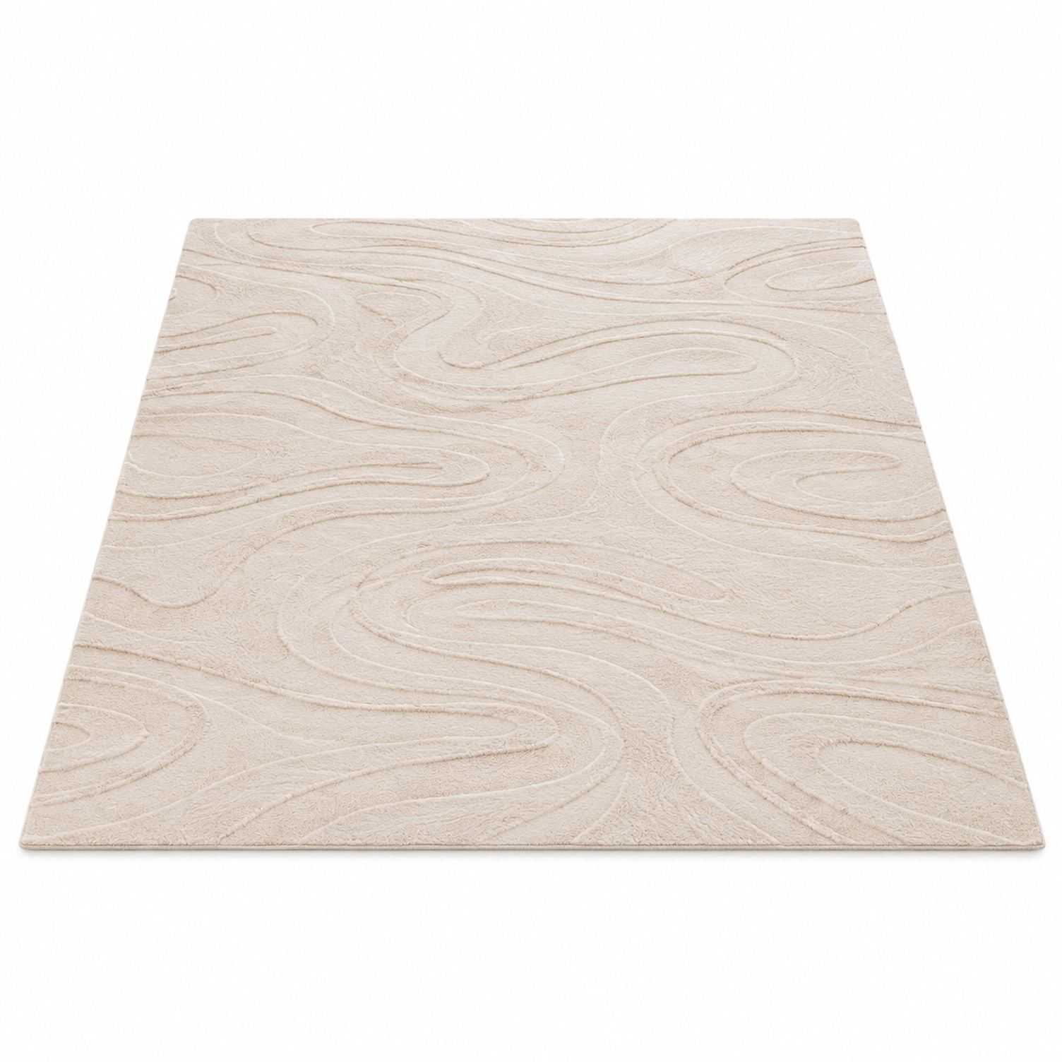 Washable Area Rug, Faux Rabbit Fur Embossed, 8'x10', Beige Polyester ...