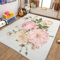thumbnail image 1 of Washable Area Rug, Floral Pink Roses Print Accent Floor Carpet For Dining Room Office Home, White Soft Low-Pile Non-Slip Rugs For Living Bedroom Rug, 1 of 6