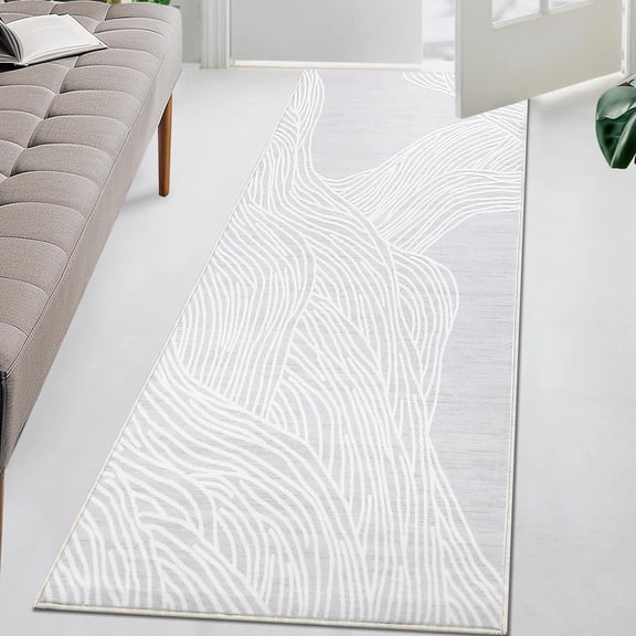 Washable Area Rug Indoor Soft Non-Slip Low Pile Modern Abstract Accent Carpet, Foldable Thin Floor Mat for Living Room, Bedroom, Dining Room, Playroom, Office