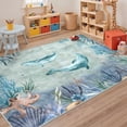 thumbnail image 1 of Washable Area Rug for Living Room, 5'x7' Coastal Modern Non-Slip indoor Rug, Soft Low Pile & Stain Resistant Carpet for Bedroom, Dining Room, Kitchen, Entryway, Nursery, 1 of 8