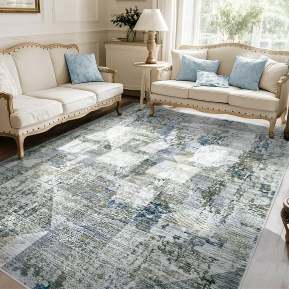 Washable Area Rug : Living Room Area Rugs Modern Abstract Low Pile Distressed Non Slip Soft Rug For Bedroom Dining Room Office Children Room 2x3ft