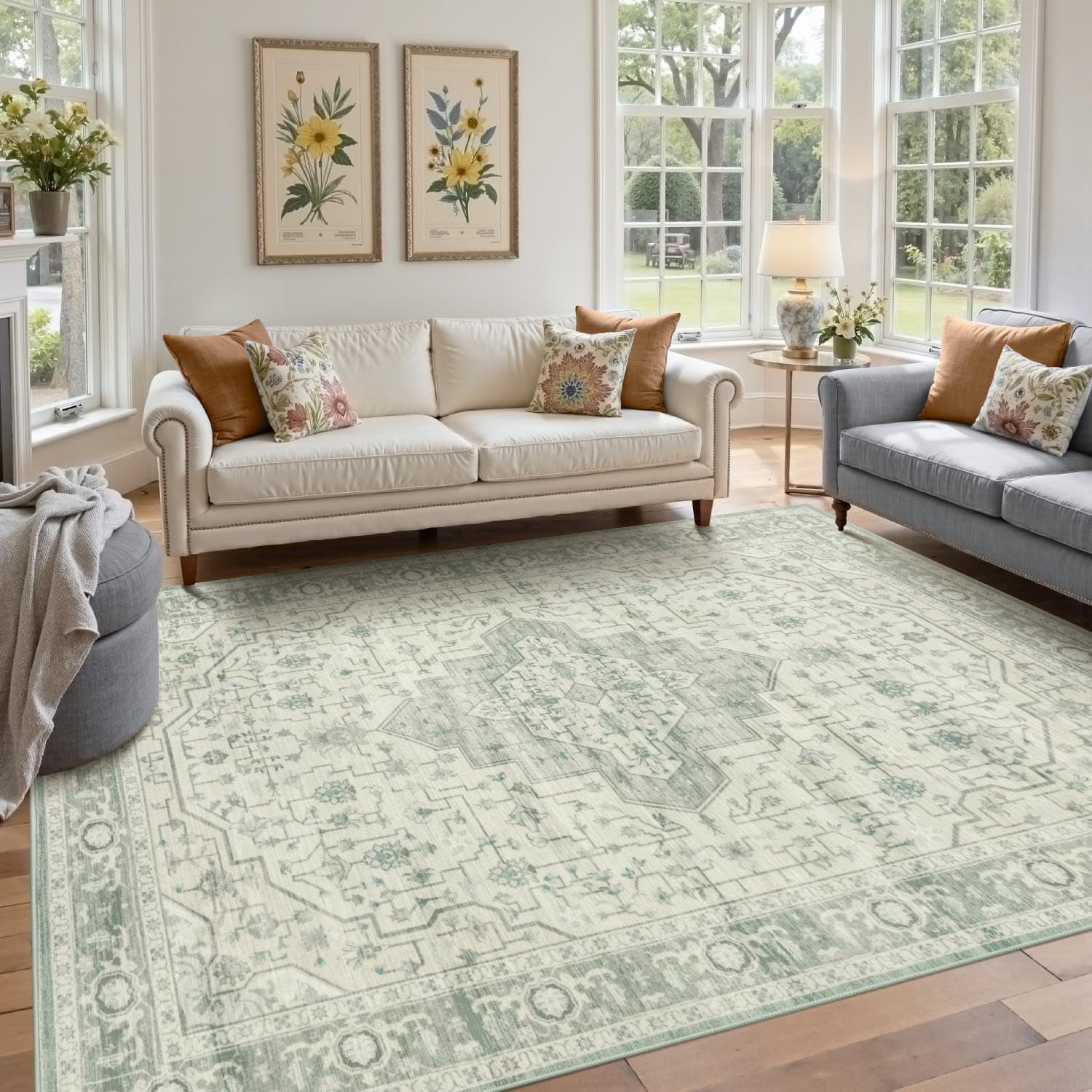 Washable Area Rug For Living Room, Extra Large Vintage Boho Rugs For ...