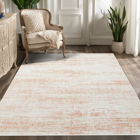 Area Rugs for Living Room, Homasen 4'x6' Washable Indoor Rug Neutral Boho Pink, Soft Low Pile Stain Resistant Carpet for Entryway, Nursery, Bedroom