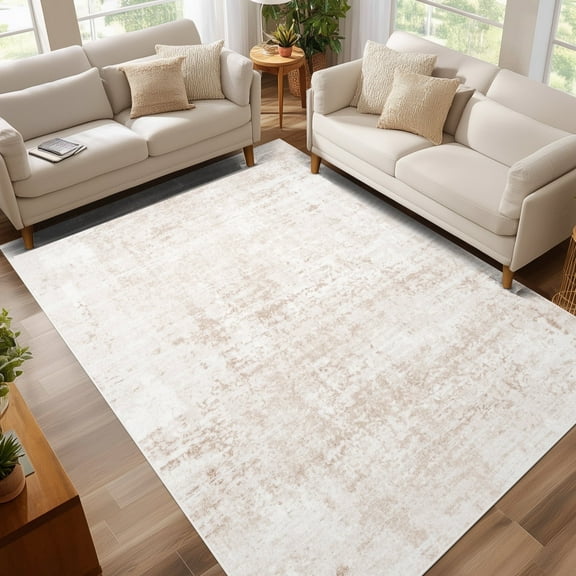 Area Rugs for Living Room, Homasen 5'x7' Washable Indoor Rug Boho White Beige, Soft Low Pile Stain Resistant Carpet for Bedroom, Nursery, Office