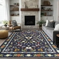 thumbnail image 1 of Area Rugs for Living Room, Homasen 6'x9' Washable Non-slip Indoor Rug Boho Butterfly Black, Soft Low Pile Stain Resistant Carpet for Bedroom, Office, 1 of 9