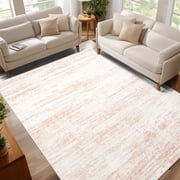 Area Rugs for Living Room, Homasen 6'x9' Washable Non-slip Indoor Rug Neutral Boho Pink, Soft Low Pile Stain Resistant Carpet for Bedroom, Dining Room