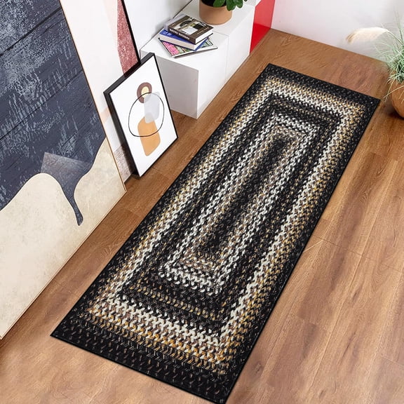 Washable Area Rug, Modern Bordered Distressed Rugs Geometric Large Area Rug, Throw Rugs Carpet for Living Room Spaces Diningroom Bedrooms Office Dorm