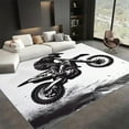 thumbnail image 1 of Washable Area Rug, Motorcycle Rider Print Accent Floor Carpet For Dining Room Office Home, White Soft Low-Pile Non-Slip Rugs For Living Bedroom Rug, 1 of 6