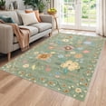 thumbnail image 1 of Washable Area Rug Non Slip, 4' x 6' Ultra Soft Low Pile Boho Floral Carpet for Living Room Bedroom, Polyester with TPR Backing, 1 of 8