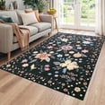 thumbnail image 1 of Washable Area Rug Non Slip, 5' x 7' Ultra Soft Low Pile Boho Floral Carpet for Living Room Bedroom, Polyester with TPR Backing, 1 of 8