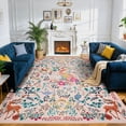 thumbnail image 1 of Washable Area Rug, Non-Slip Low Pile Stain Resistance Rug with Peacock and Deer, Animal Carpet for Living Room, Bedroom, Dining Room, 1 of 8