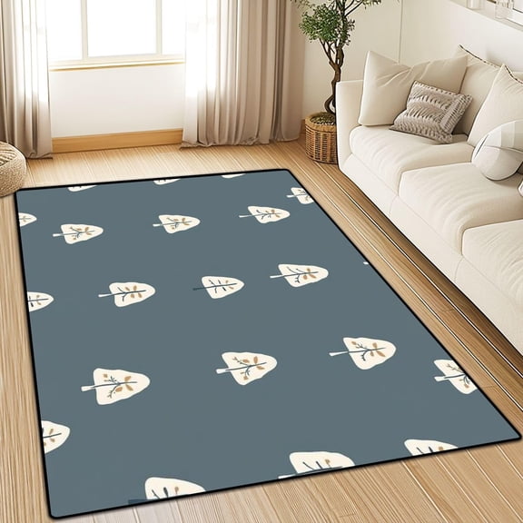 Washable Area Rug Non-Slip Seamless Forest Tree Gender Neutral Baby Pattern Simple Whimsical Non-Shedding Rugs Indoor Outdoor Carpet For Living Room Bedroom Home Decor 4x5ft