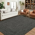 thumbnail image 1 of Washable Area Rug Print Braided Area Rug for Living Room Solid Printed Weaving Accent Rug Non-Slip Stain Resistant Floor Cover Throw Carpet for Home Decor, Grey/Brown, 4' x 6', 1 of 7