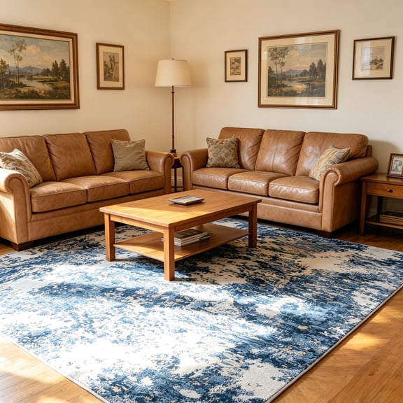 Washable Area Rug, Soft & Non-Slip, Vintage Distressed Medallion Large Carpet for Living Room, Bedroom & Study 5’x7’