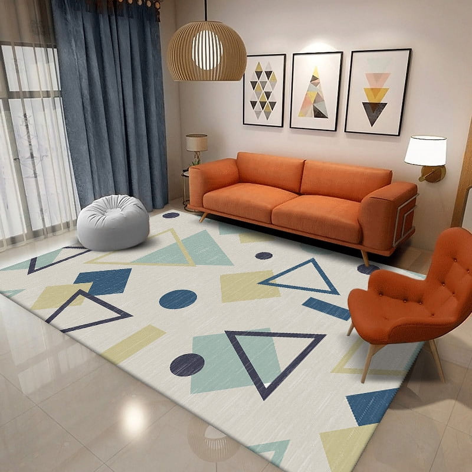 Washable Area Rug Traditional Tiled Area Rug, Vintage, Easy-Cleaning ...