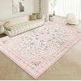 thumbnail image 1 of Washable Area Rug - Vintage Rugs for Living Room Non-Slip Backing Accent Area Rugs for Bedroom Soft Dining Room Mat, Indoor Carpet for Sunroom Playroom Dorm Classroom Home Office (Pink, 6'x9'), 1 of 11