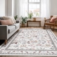 thumbnail image 1 of Washable Area Rug for Living Room, Curtilage 6'x9' Boho Khaki Floral Print Indoor Rug, Low Pile & Stain Resistant Carpet for Bedroom Dining Room, 1 of 9