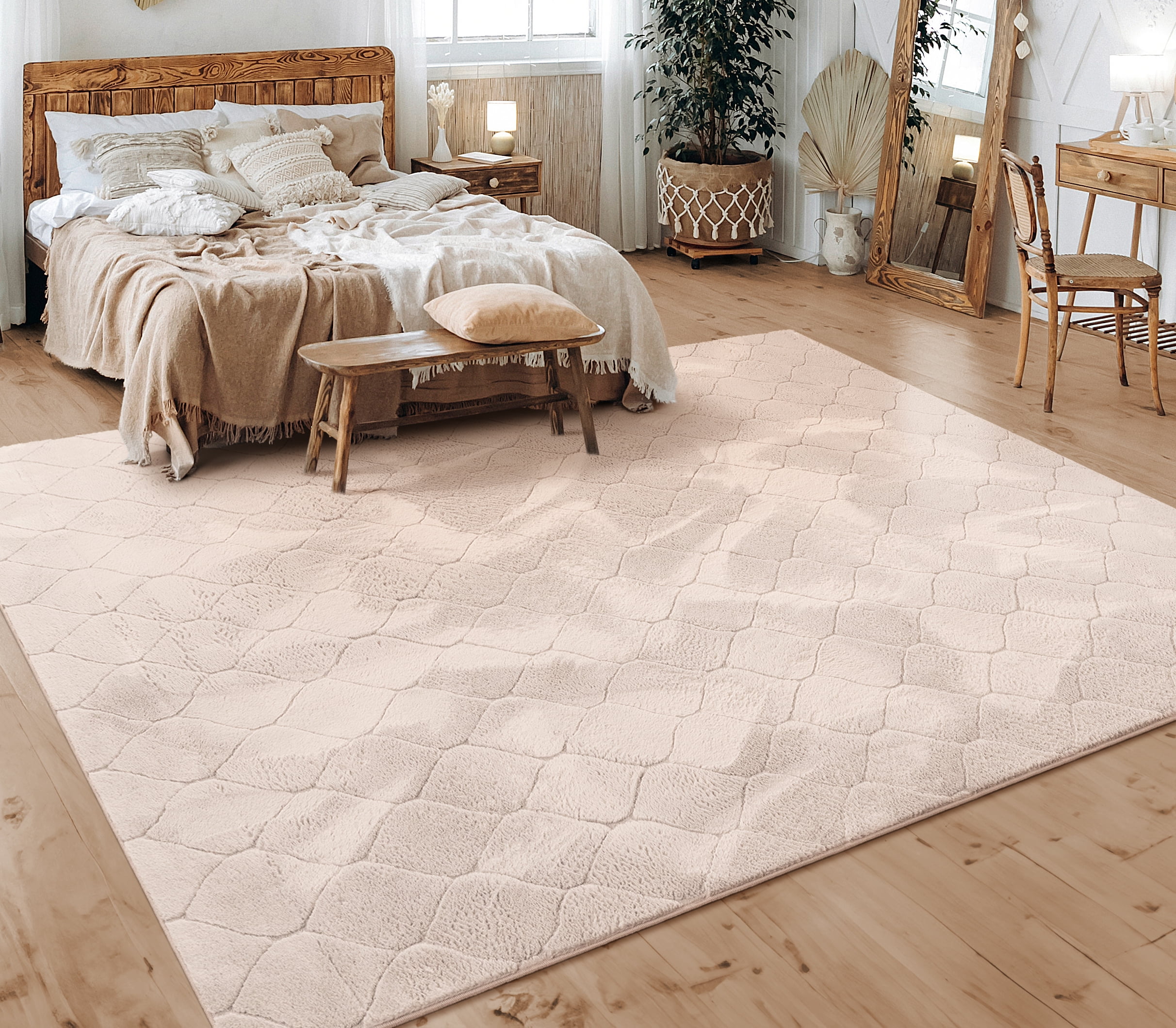 Diamon Pattern Rug Washable Area Rug with Diamond Pattern and High-Low Effect - Walmart.com
