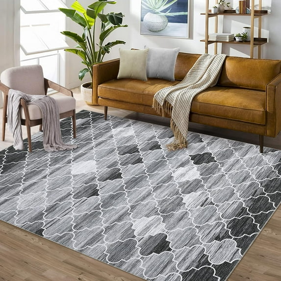 Washable Area RugMoroccan Entryway Rug Area Rug Stain Resistant Non-Slip Accent Rug Distressed Trellis Floor Carpet for Indoor Front Entrance Kitchen Bathroom, Navy, 2' x 3'