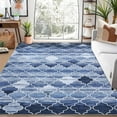 thumbnail image 1 of Washable Area RugMoroccan Entryway Rug Area Rug Stain Resistant Non-Slip Accent Rug Distressed Trellis Floor Carpet for Indoor Front Entrance Kitchen Bathroom, Navy, 2' x 3', 1 of 9