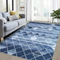 thumbnail image 1 of Washable Area RugMoroccan Entryway Rug Area Rug Stain Resistant Non-Slip Accent Rug Distressed Trellis Floor Carpet for Indoor Front Entrance Kitchen Bathroom, Navy, 2' x 3', 1 of 9
