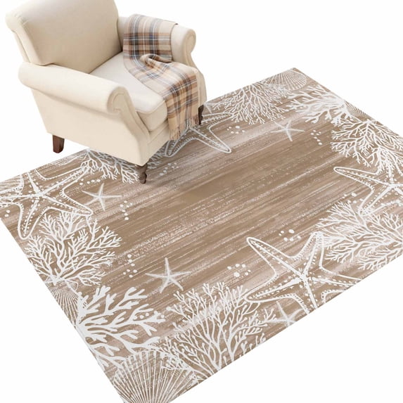 Washable Area Rugs 2.7x5 FT Brown Coastal Rugs for Living Room Non-Slip ...