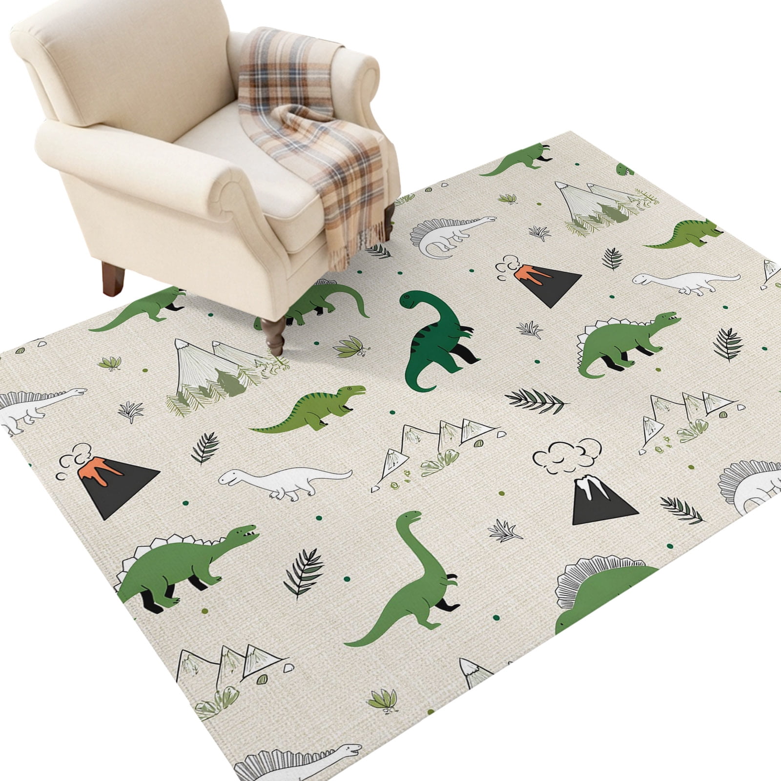 Large Soft Rug Washable Area Rugs 2.7x5 FT Cartoon Dinosaurs Rugs for Living Room Non ...