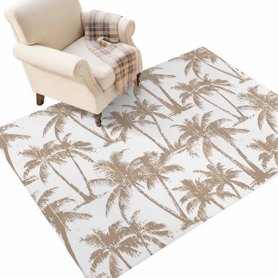 Washable Area Rugs 2.7x5 FT Light Brown Palm Tree Rugs for Living Room ...