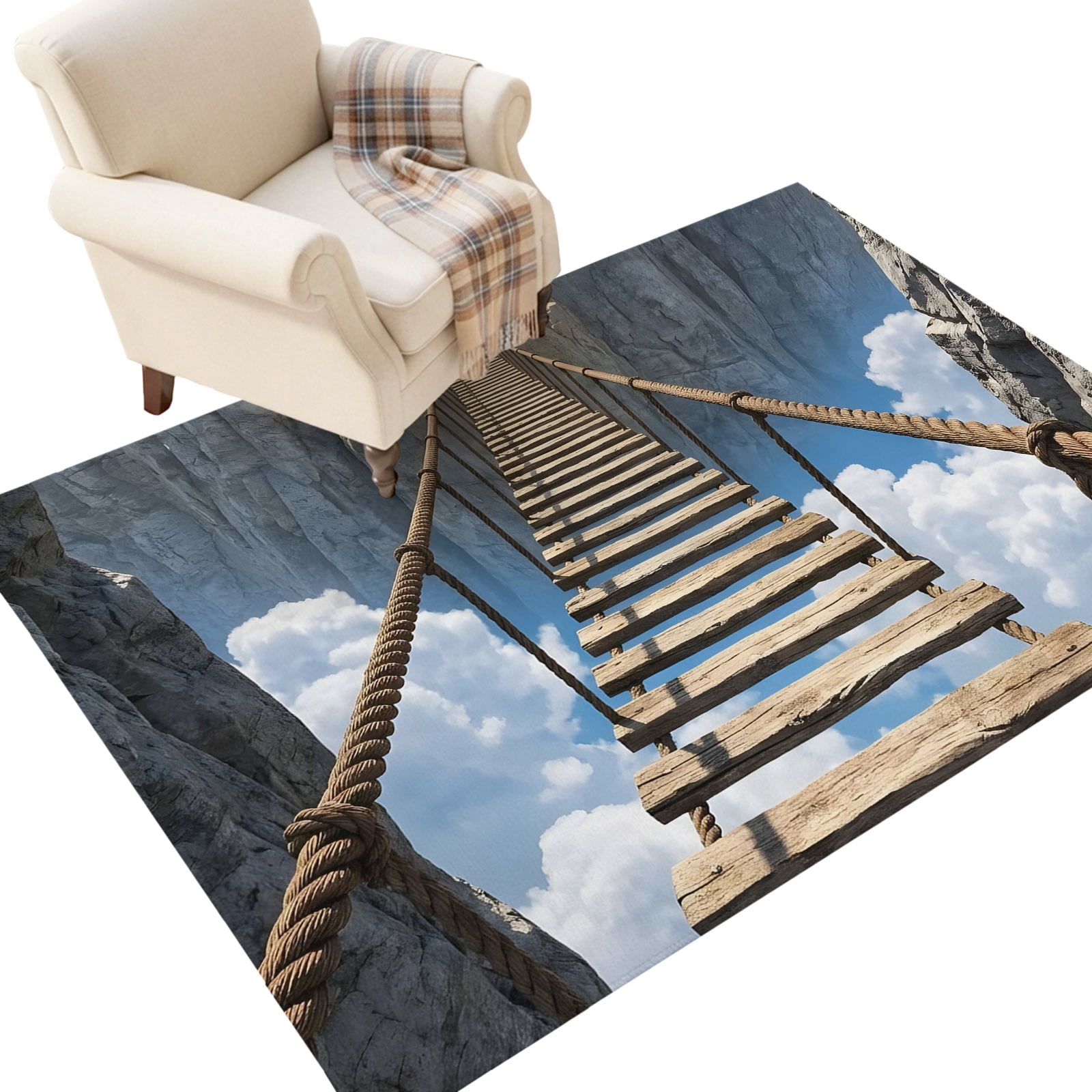 Washable Area Rugs 2.7x5 FT Suspension Bridge Rugs for Living Room Non ...