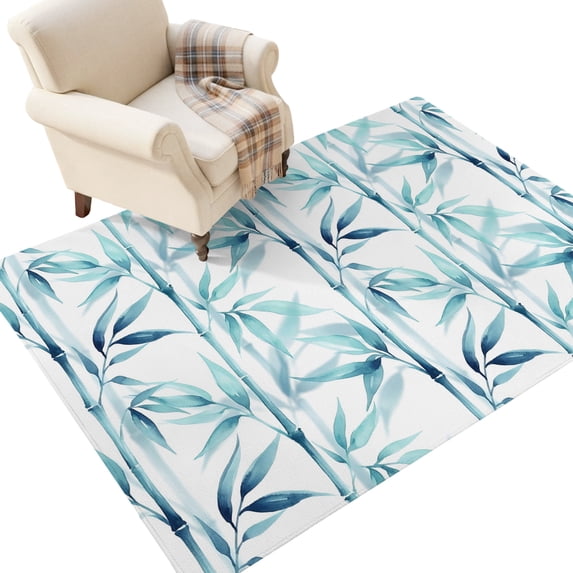 Washable Area Rugs 2.7x5 FT Teal Orient Style Rugs for Living Room Non ...