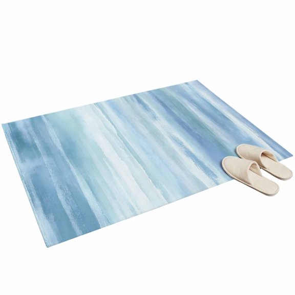 Washable Area Rugs 2x3ft Blue Coastal Nautical Throw Rug Non-Slip Non-Shedding Low-Profile Rectangle Summer Ocean Modern Abstract Waves Small Rug Carpet for Living Room Bedroom Dining Room Home Decor