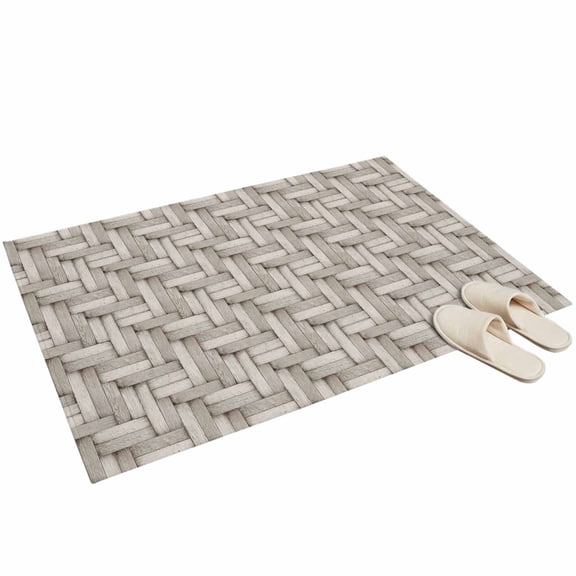 Washable Area Rugs 2x3ft Brown Beige Rattan Throw Rug Non-Slip Soft Non-Shedding Low-Profile Rectangle Farmhouse Vintage Wicker Texture Small Rug Carpet for Living Room Bedroom Dining Room Home Decor