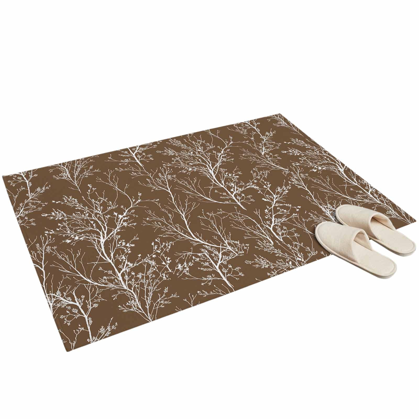 Washable Area Rugs 2x3ft Brown Botanical Throw Rug Non-Slip Soft Non ...
