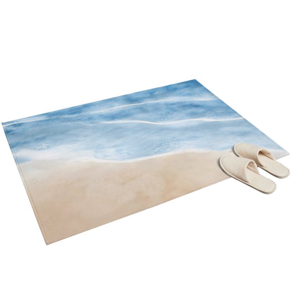 Washable Area Rugs 2x3ft Navy Blue Waves Coastal Throw Rug Non-Slip Soft Non-Shedding Low-Profile Rectangle Seaside Summer Beach Ocean Small Rug Carpet for Living Room Bedroom Dining Room Home Decor