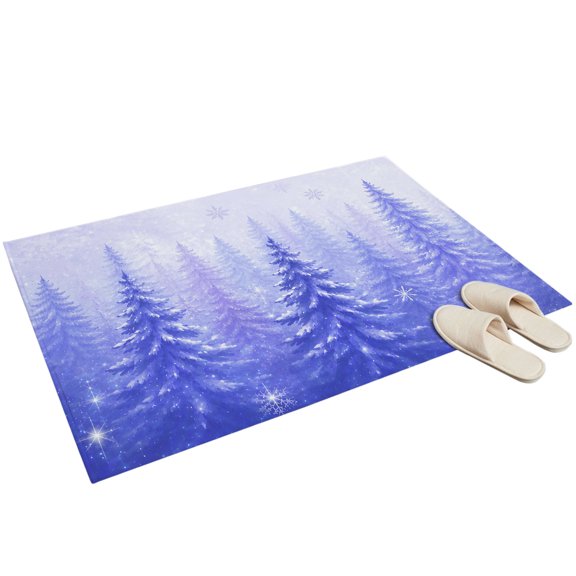 Washable Area Rugs 2x3ft Purple Christmas Tree Throw Rug Non-Slip Soft Low-Profile Rectangle Winter Xmas Snowflake Forest Rustic Small Rug Carpet for Living Room Bedroom Dining Room Home Decor