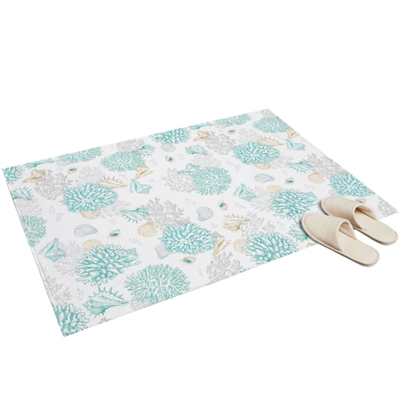 Washable Area Rugs 2x3ft Turquoise Coastal Throw Rug Non-Slip Soft Low ...