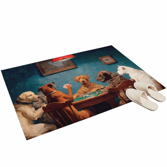 Washable Area Rugs 2x3ft Vintage Dogs Throw Rug Non-Slip Soft Non ...