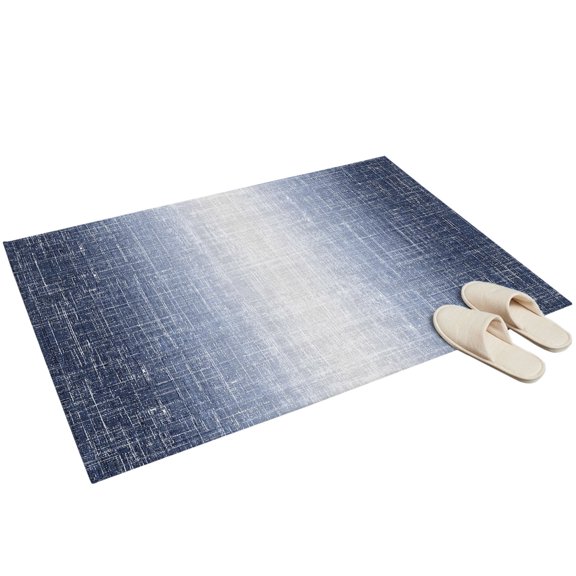 Washable Area Rugs 2x3ft Vintage Navy Blue Gray Throw Rug Non-Slip Non-Shedding Low-Profile Rectangle Abstract Linen Texture Modern Small Rug Carpet for Living Room Bedroom Dining Room Home Decor