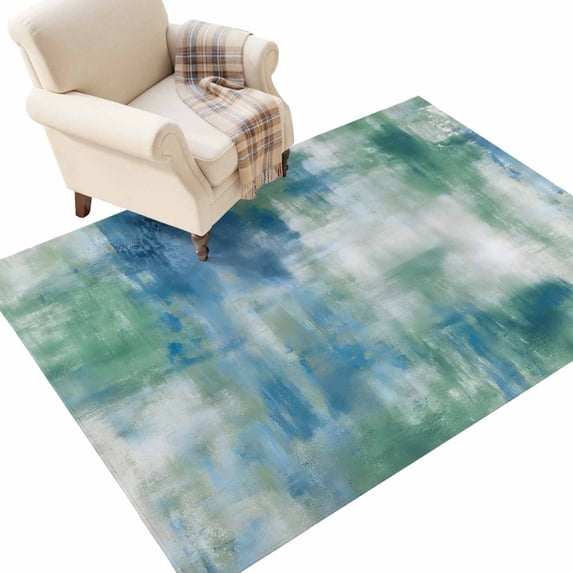 Washable Area Rugs 3x5 FT Blue Green Rugs for Living Room Non-Slip Soft ...