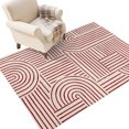 thumbnail image 1 of Washable Area Rugs 3x5 FT Red Boho Rugs for Living Room Non-Slip Soft Non-Shedding Low-Profile Rectangle Abstract Geometric Curves Lines Modern Large Rug Carpet for Bedroom Dining Room Home Decor, 1 of 8