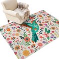 thumbnail image 1 of Washable Area Rugs 3x5 FT Turquoise Birds Rugs for Living Room Non-Slip Soft Low-Profile Rectangle Country Cartoon Colorful Flowers Herbs Large Rug Carpet for Bedroom Dining Room Home Decor, 1 of 8