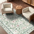 thumbnail image 1 of LOKHOM 4'x 6' Floral Washable Area Rugs for Living Room, Non Slip Low Pile Floor Carpet Soft Distressed Rug for Bedroom, Dining Room, Green, 1 of 9