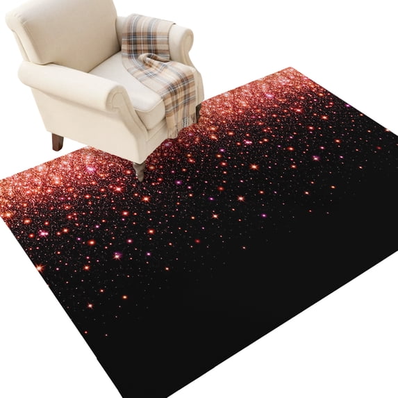 Washable Area Rugs 4x6 FT Orange Red Sparkles Rugs for Living Room Non ...