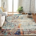 thumbnail image 1 of Washable Area Rugs 5'x7' Non-Slip Modern Abstract Soft for Living Room Entryway Bedroom, Print Pattern, Teal Blue Orange Rust Red Coloreful, 1 of 7