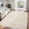 thumbnail image 1 of Washable Area Rugs 5x7 Ultra-Soft Modern Throw Rugs, Non-Slip Solid Textured Floor Carpet, Stain-Resistant Thin Indoor Mat, Easy Cleaning, for Living Room, Bedroom, Kitchen, Beige Brown, 1 of 8