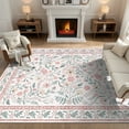 thumbnail image 1 of LOKHOM 6'x 9' Floral Washable Area Rugs for Living Room, Non Slip Low Pile Floor Carpet Soft Distressed Rug for Bedroom, Dining Room, Pink, 1 of 7