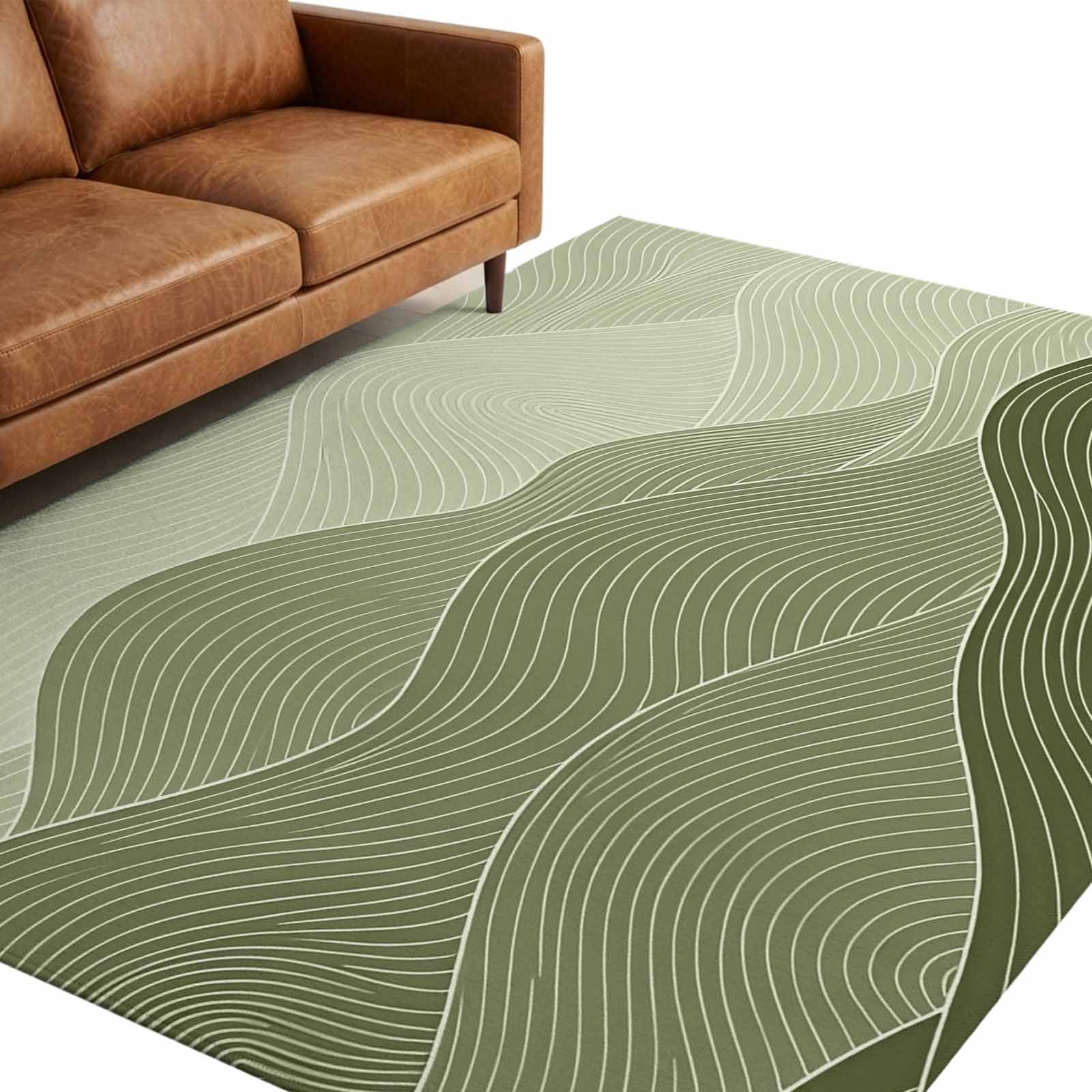 Plain Rectangular Rugs Washable Area Rugs 9x12 FT Sage Green Mountain Rugs for Living Room Non ...
