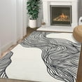 thumbnail image 1 of Washable Area Rugs 9x12, Non-Shedding Super Soft Carpet with Nonslip Backing, Geometric Striped Modern Rug for Living Room, Black/Beige, 1 of 9
