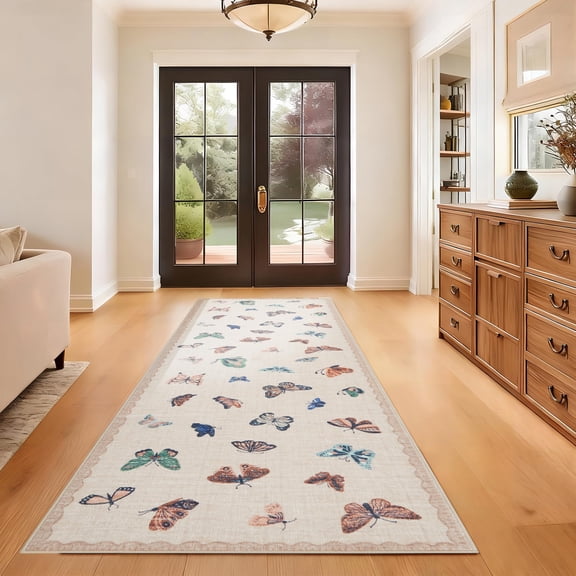 Washable Area Rugs,Fashion Butterfly No Slip Washable Rug,Soft Modern Bedroom Rug Under Bed Carpet for Dining Room Office Playroom