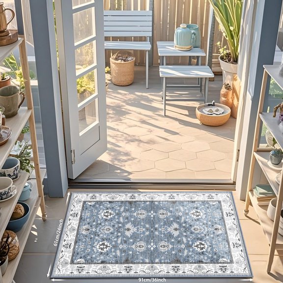 Washable Area Rugs for Living Room Neutral Vintage Distressed Floral Farmhouse Boho Large Soft Floor Rug Indoor Non Slip Carpet for Living Room Bedroom Dining Room Office